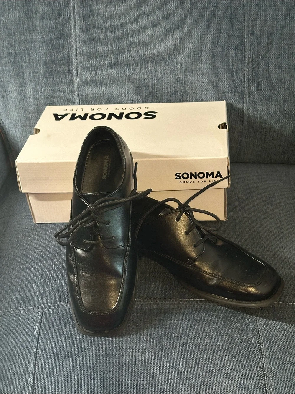 SONOMA Boys Black Lace-Up Dress Shoes Size 6 Med